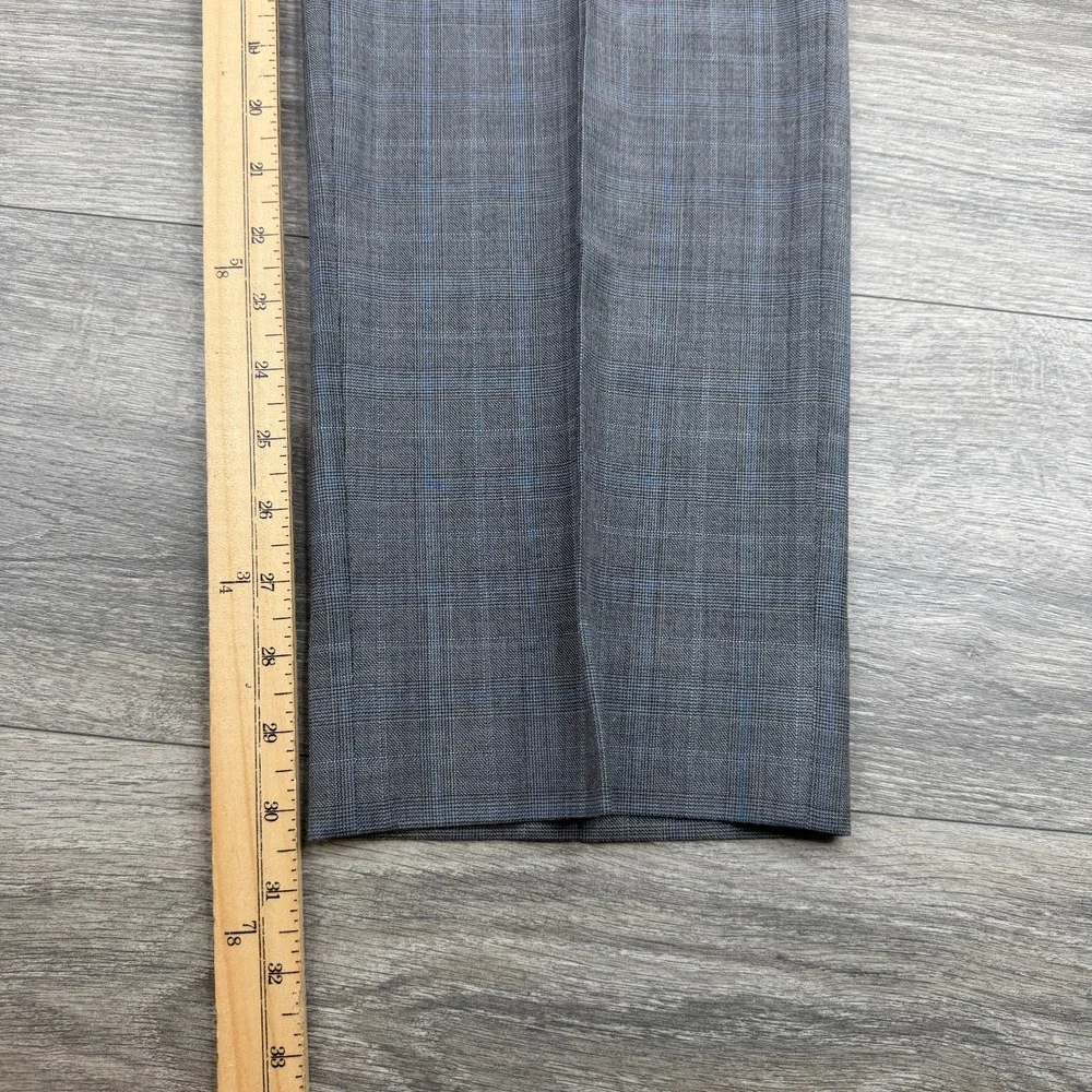 Brooks Brothers Dress Pants Mens 38x32 Gray Blue Windowpane Plaid Regent Slacks
